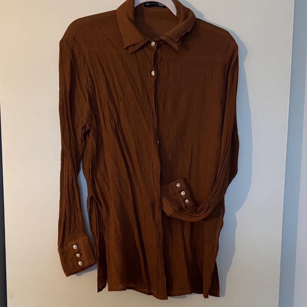 Elegant Brown Button Down Shirt for Women